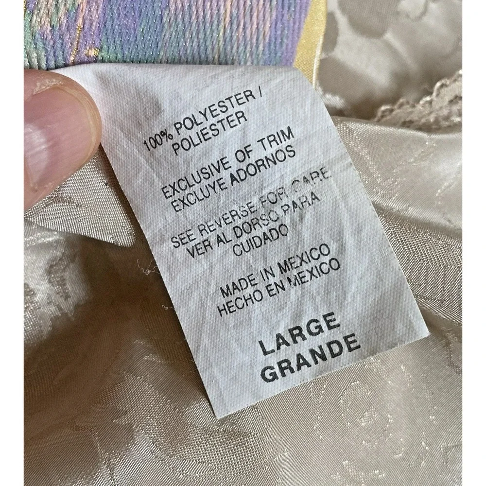 California Dynasty expressions Lingerie Chemise Slip Gown LARGE‎ Nude Floral